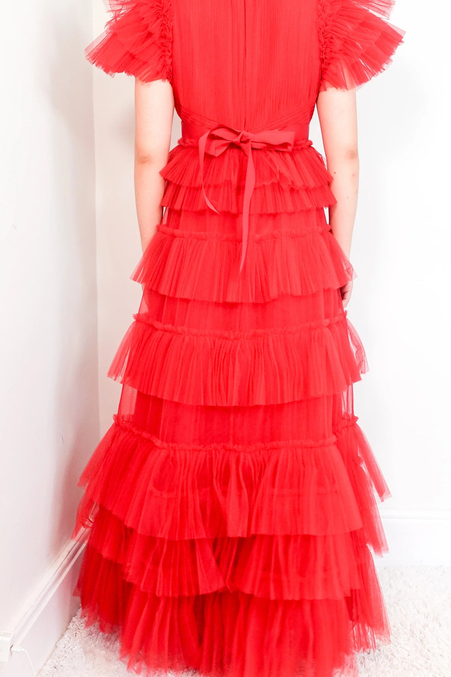Tiered tulle Red Dress